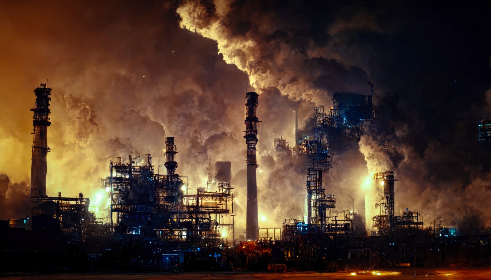 「公害が問題になるレベルの工場群」の写真