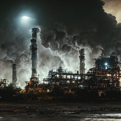 環境問題レベルの工場群の写真