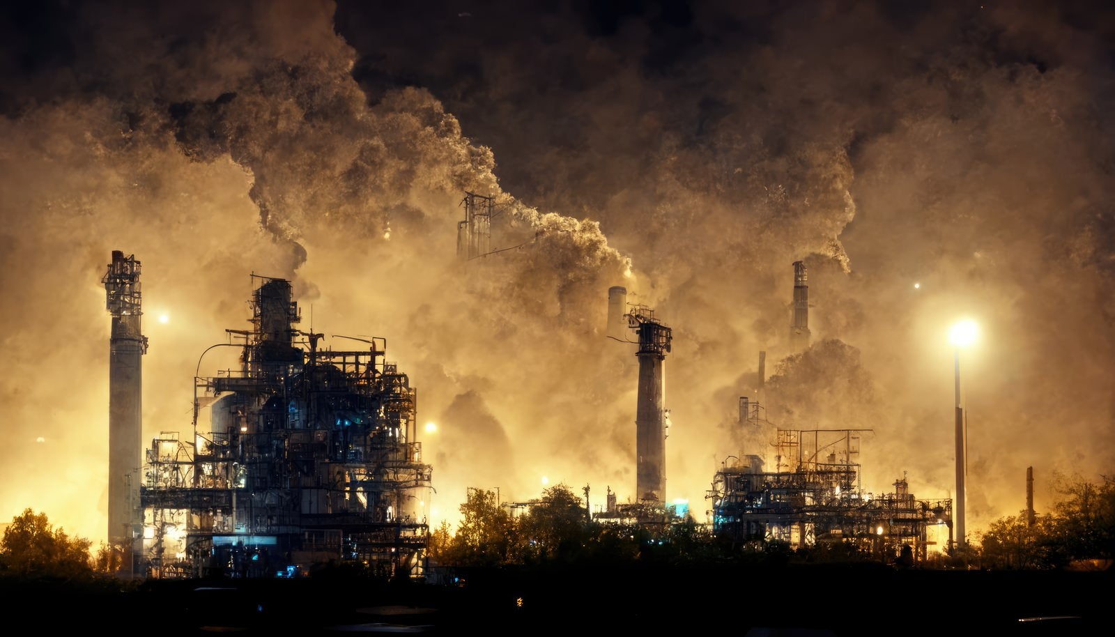 「大気汚染が深刻な工業地帯」の写真