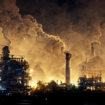 大気汚染が深刻な工業地帯の写真