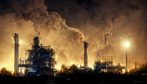 大気汚染が深刻な工業地帯の写真