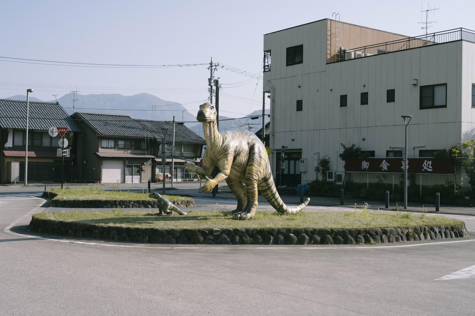 「荒島岳登山口の越前大野駅前」の写真