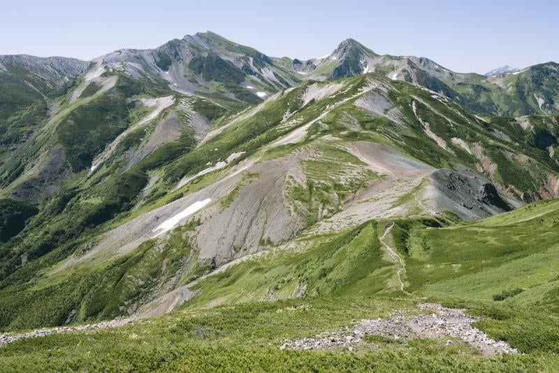 雪倉岳から見る白馬岳の稜線が描く美しい曲線の写真