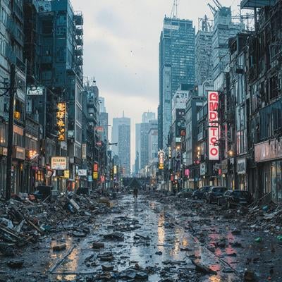 瓦礫と廃墟の都市の写真