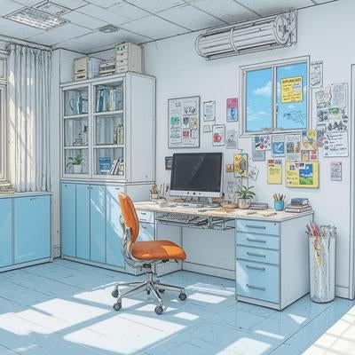 水色を基調とした清潔感のある診察室の写真