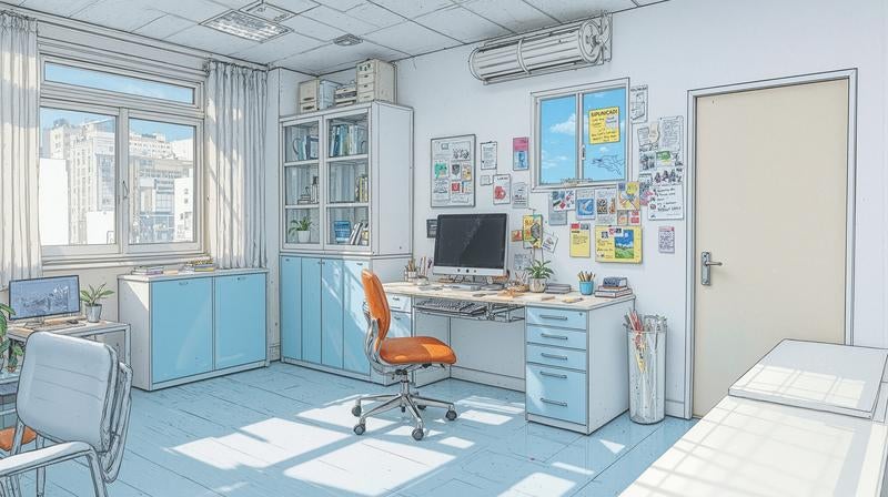 水色を基調とした清潔感のある診察室の写真