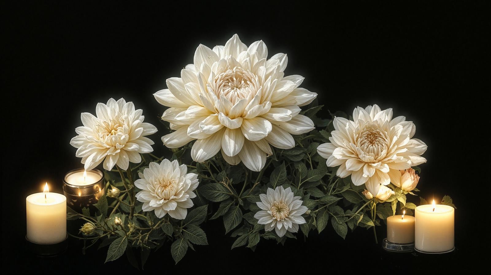 「葉陰に浮かび上がる大輪の花」の写真