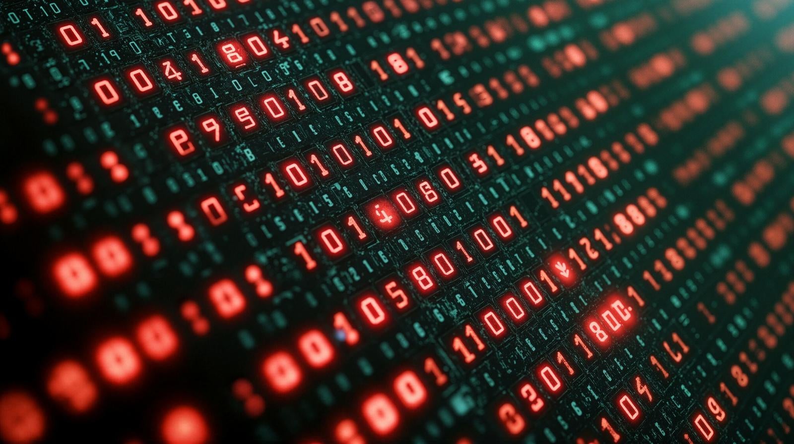「サイバーセキュリティの脅威を映し出すデジタルコードの世界」の写真