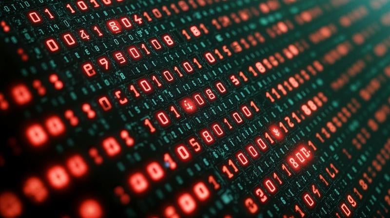 サイバーセキュリティの脅威を映し出すデジタルコードの世界の写真