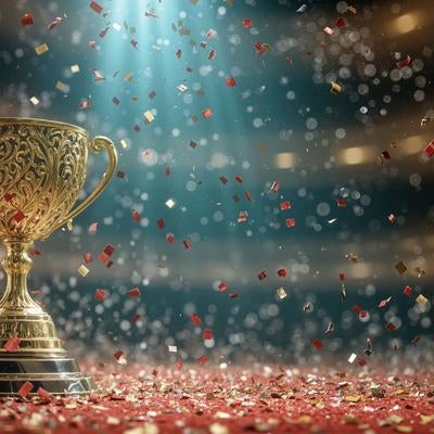 舞い散る紙吹雪とともに輝く伝統の勝利シーンの写真