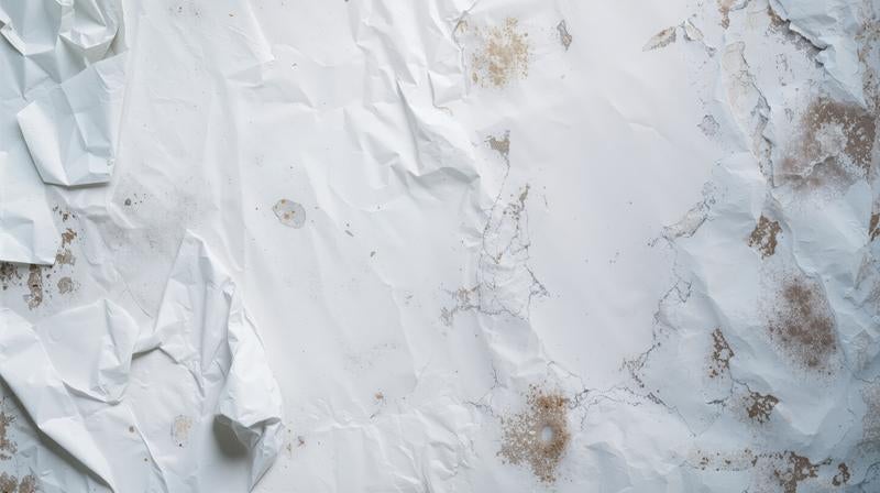 折り目とシミが映える白紙の写真