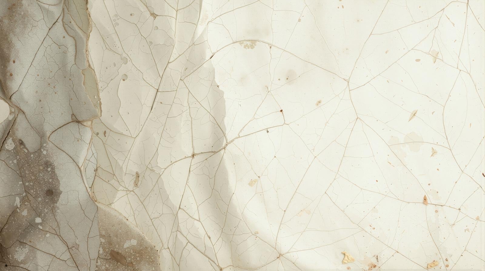 石膏表面に葉脈状に広がるひび割れとクラックのテクスチャー