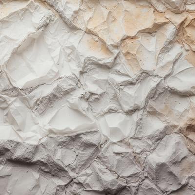 白茶色の石膏壁面に広がる自然なしわ模様とクラックの写真