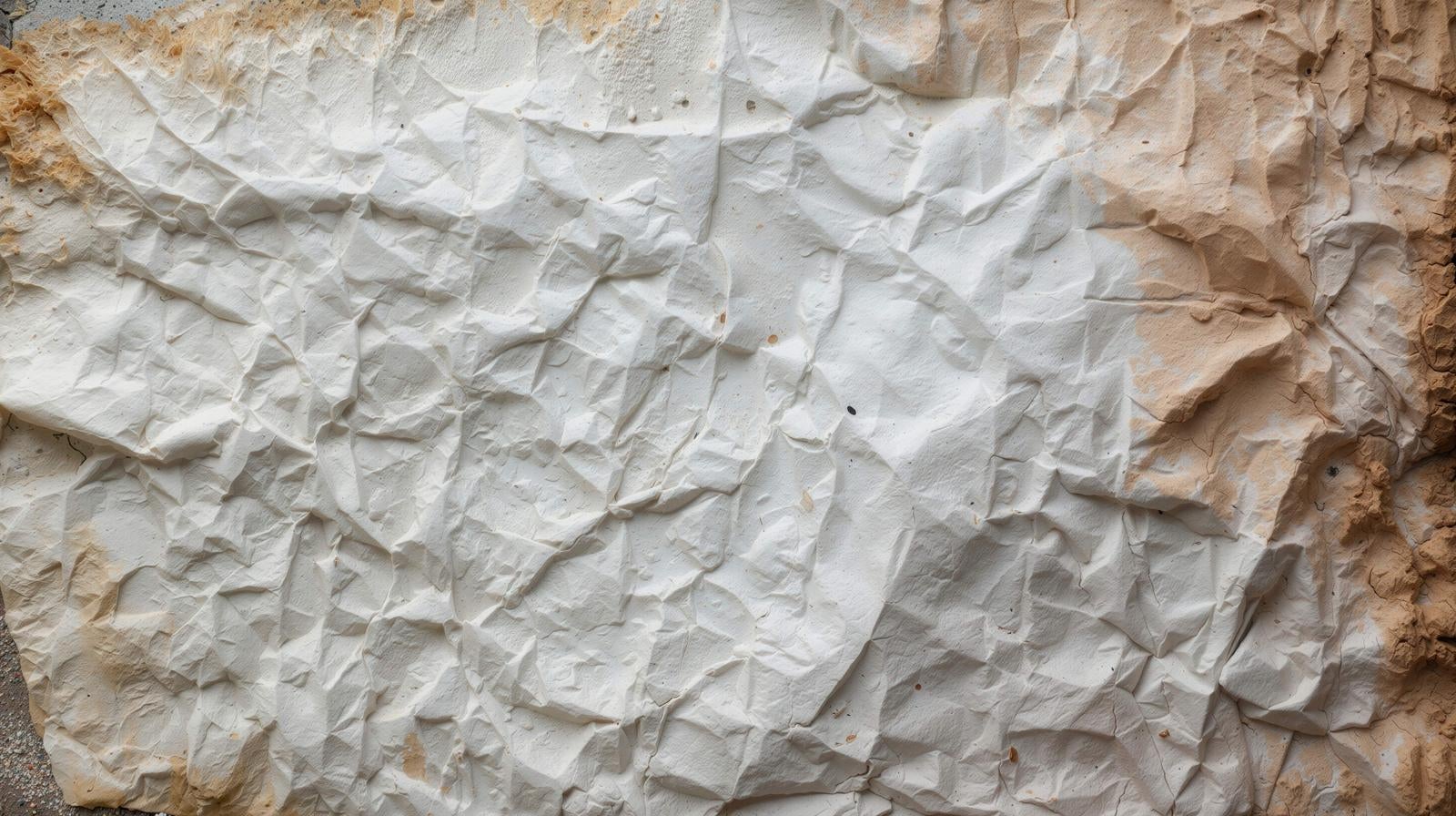 土埃と白いペイントが混在した古い壁面のしわと凹凸テクスチャー