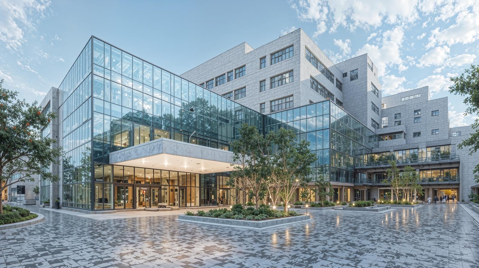 「ガラス張りの近代的な建物」の写真