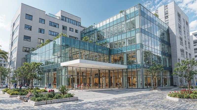 都市型建築のエントランスの写真