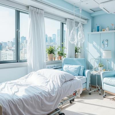 清潔感あふれる入院個室の写真