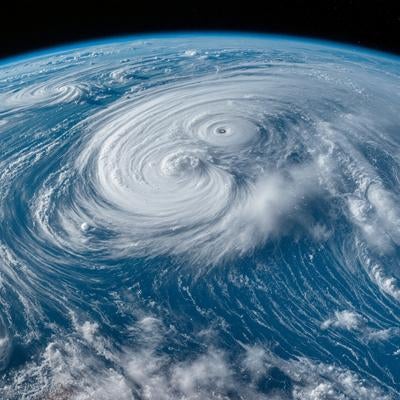 宇宙から捉えた台風の目の写真