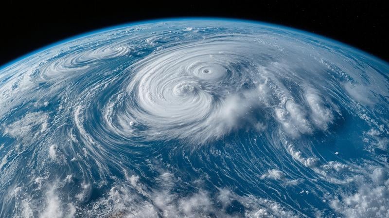 宇宙から捉えた台風の目の写真