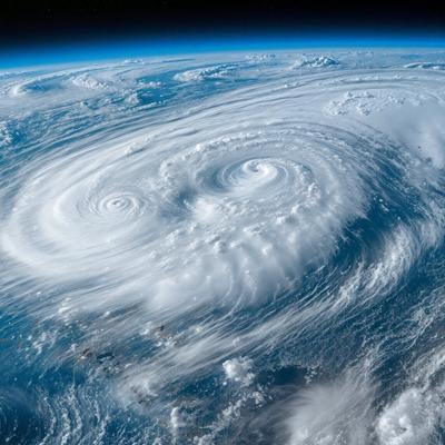 地球上空から観測された複数の台風の写真