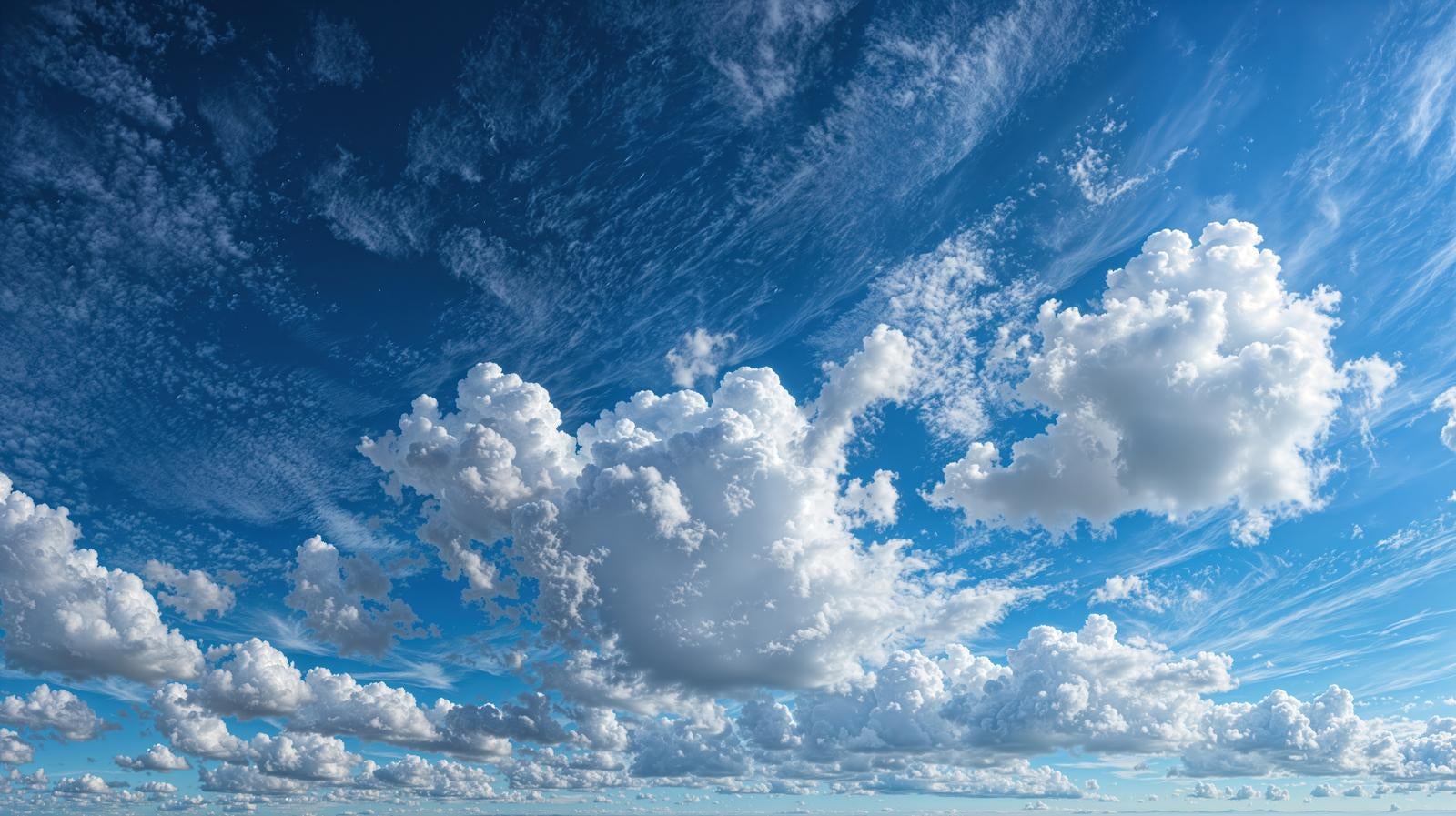 「大小さまざまな雲が浮かぶ」の写真