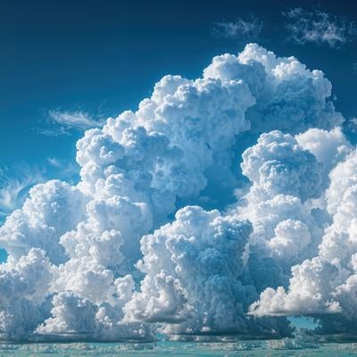 立体感あふれる雲が広がる爽快な夏空の写真