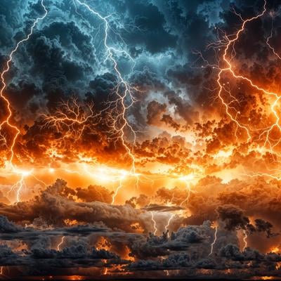 自然の力が極限に達した怒涛の雷雲の写真
