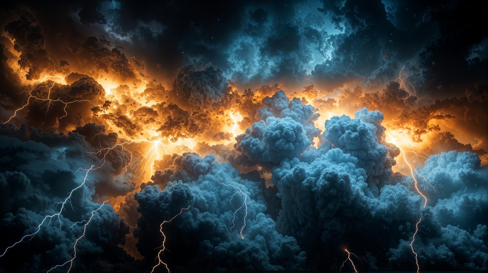 「積乱雲を内部から照らす雷」の写真