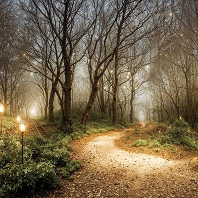 静謐な森に灯る、希望のランプ達の写真