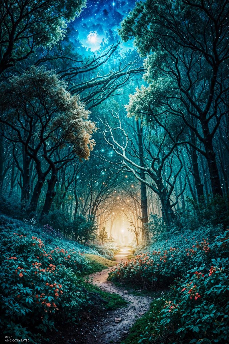 「星降る夜に迷い込む魔法の森」の写真