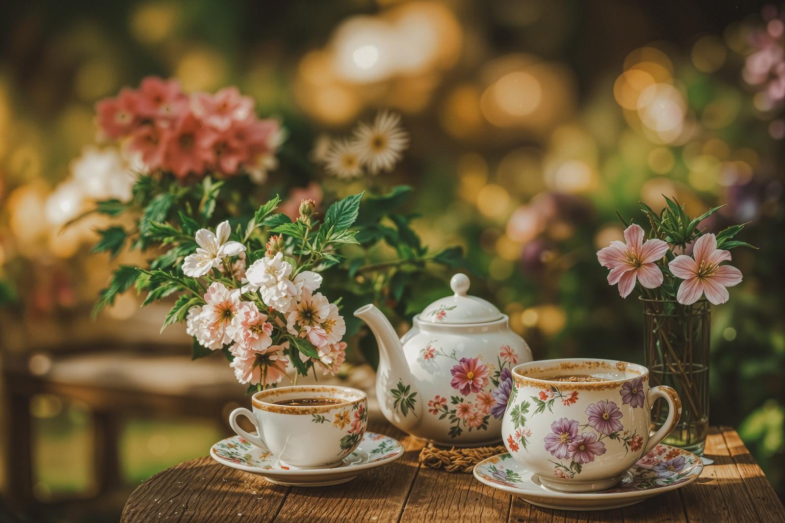 「花と紅茶で彩る癒しのガーデンブレイク」の写真
