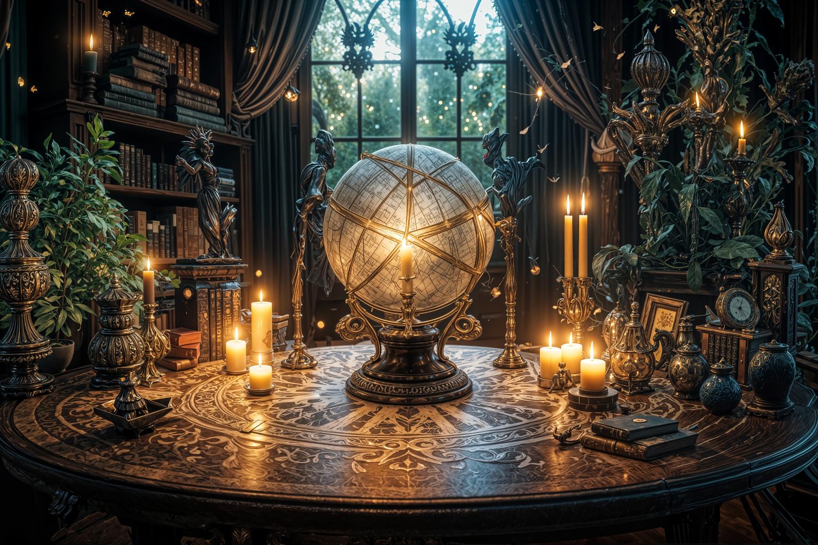 「魔法使いの書斎と天球儀」の写真