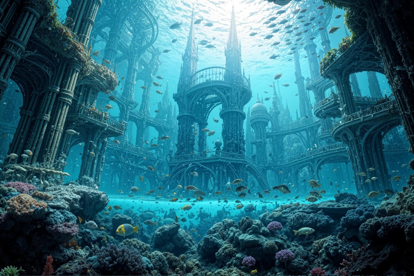 「海底から見上げる海底遺跡」の写真