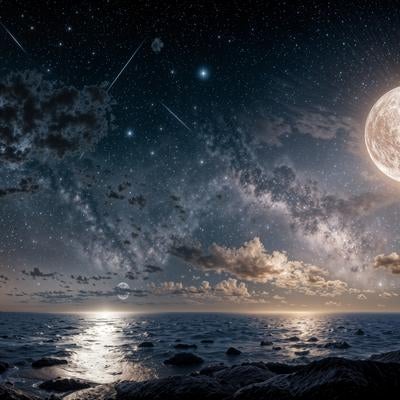 月光が描く夢幻の海と空の写真