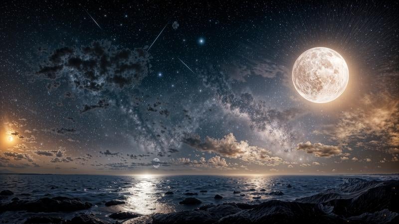 月光が描く夢幻の海と空の写真