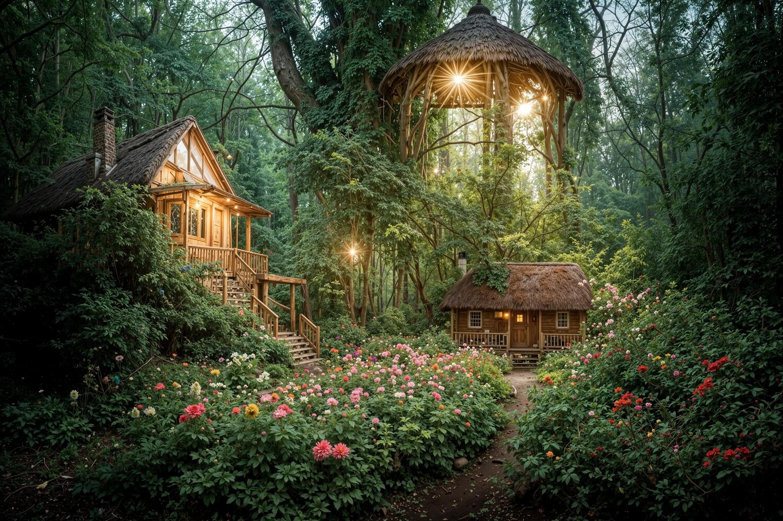 「花園に囲まれた秘密の山小屋」の写真