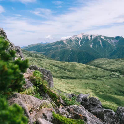 赤木岳周辺から薬師岳を眺めるの写真