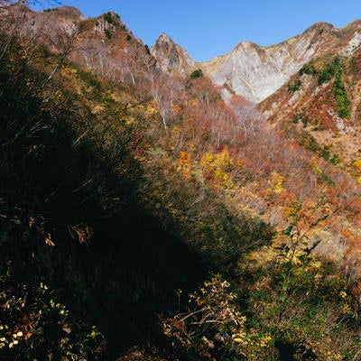 荒菅沢と雨飾山の写真