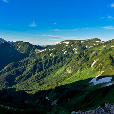 双六山荘から鷲羽岳へと続く裏銀座の道の写真