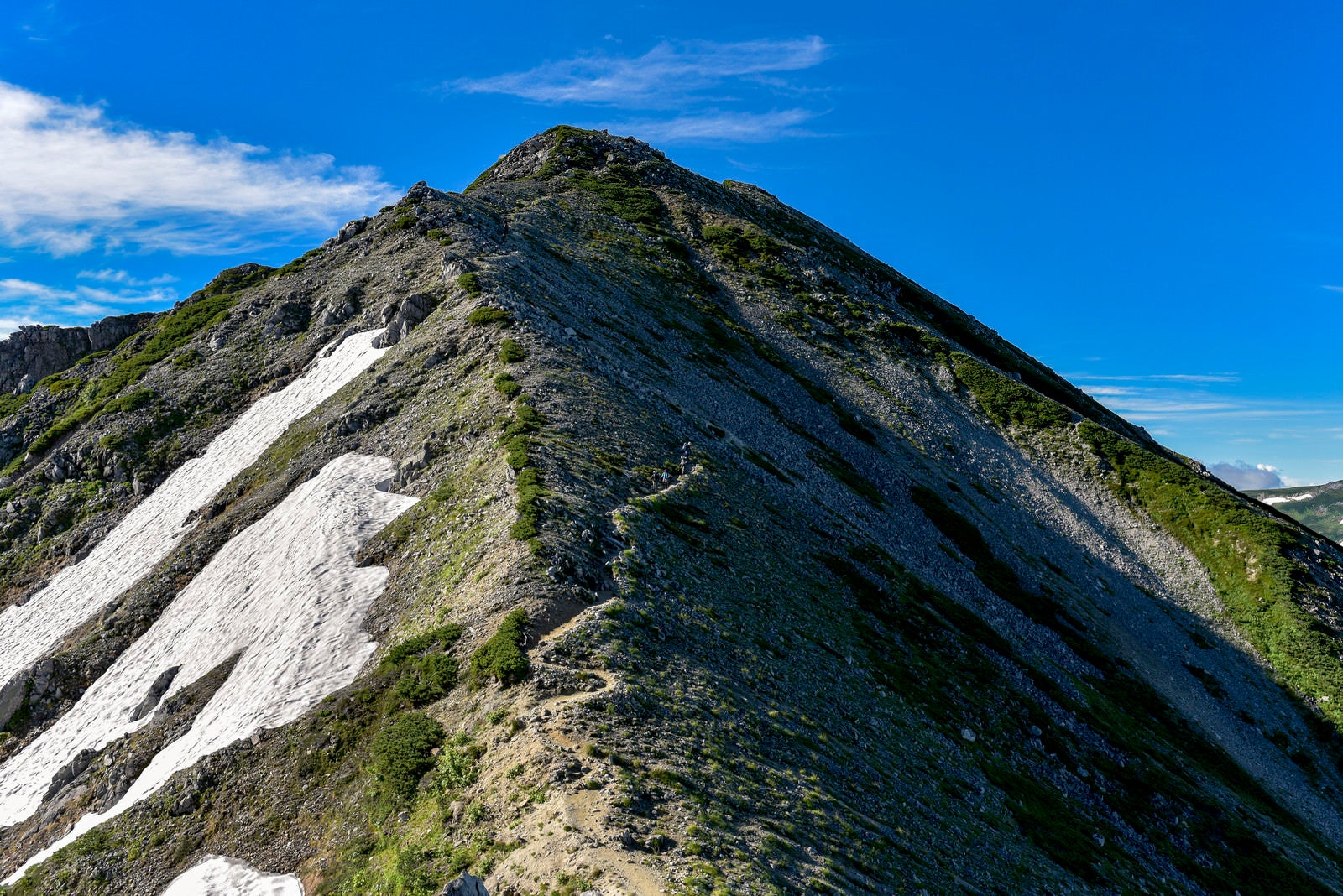 「水晶岳側から見る鷲羽岳（わしばだけ）」の写真