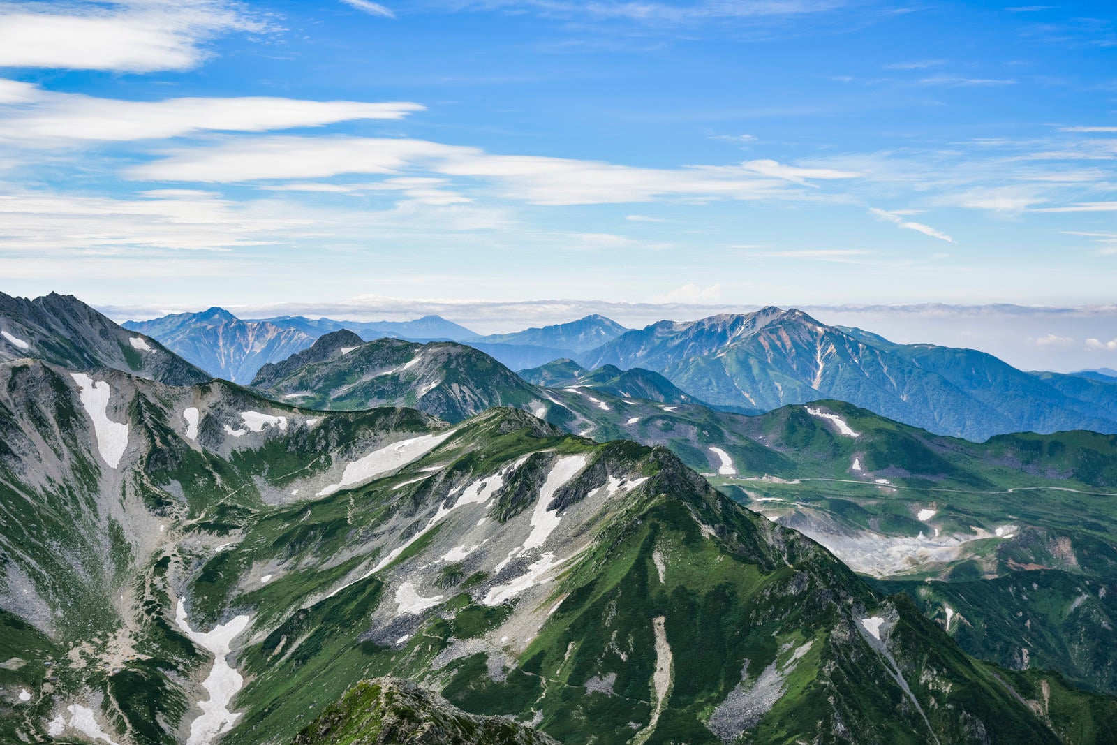 「剱岳から見る薬師岳方面の景色」の写真