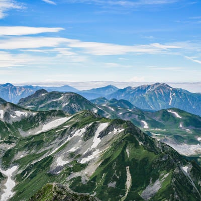 剱岳から見る薬師岳方面の景色の写真