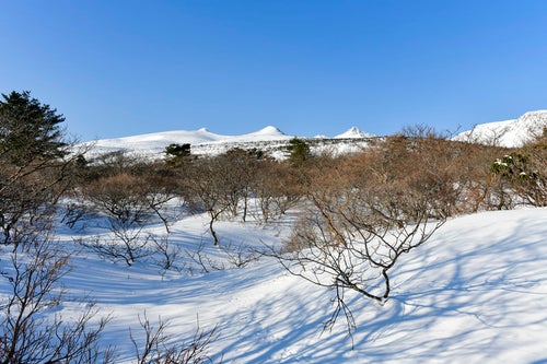 安達太良山登山口付近から見る山頂方面の写真