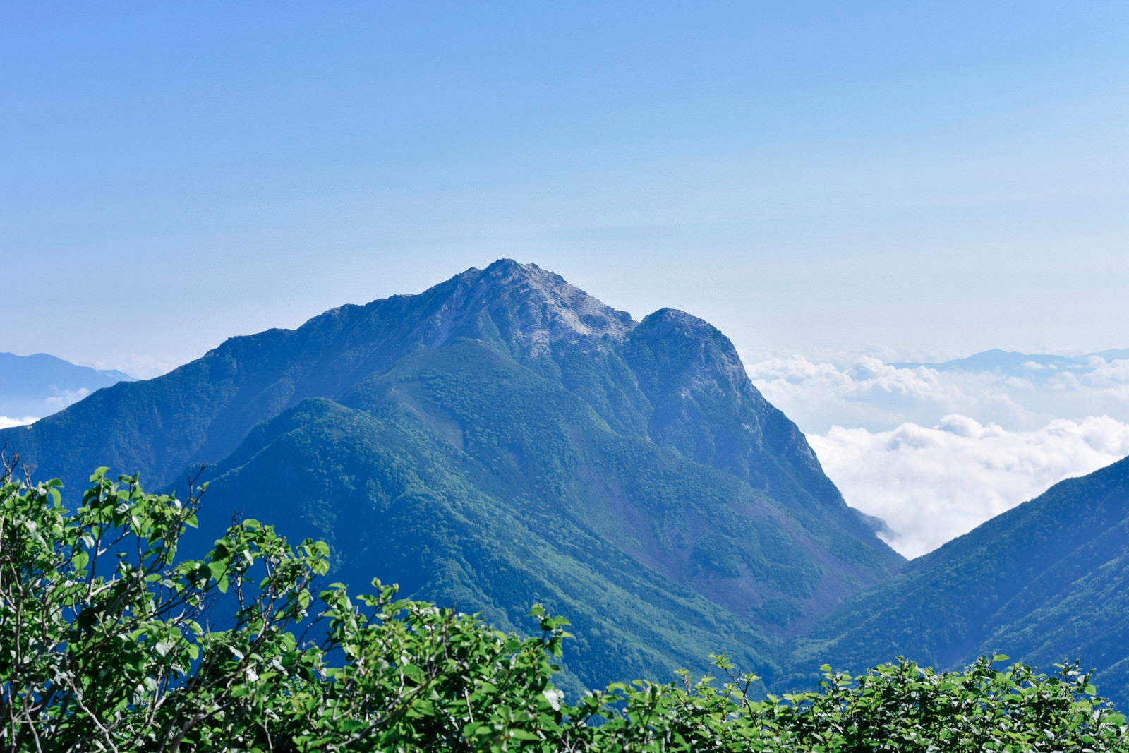「特徴的な山頂を持つ甲斐駒ヶ岳（仙丈ヶ岳）」の写真
