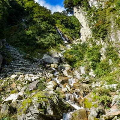 鳳凰の滝方面へと向かう谷筋（鳳凰三山）の写真