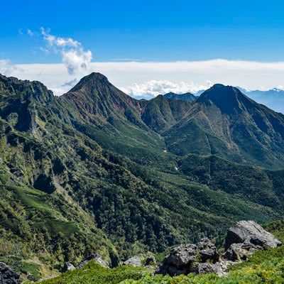 硫黄岳赤岩の頭から見る八ヶ岳の展望の写真