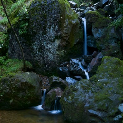 赤岳登山道中の小さな滝の写真