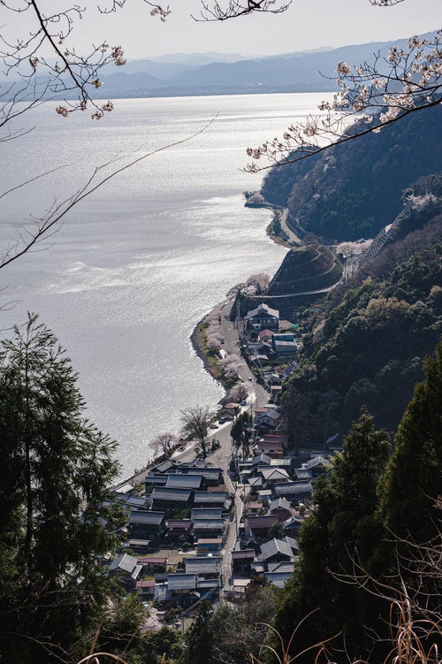 海津大崎を上から眺める（滋賀県高島市）の写真