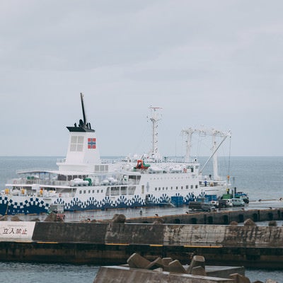 神津島港に停泊するさるびあ丸の写真
