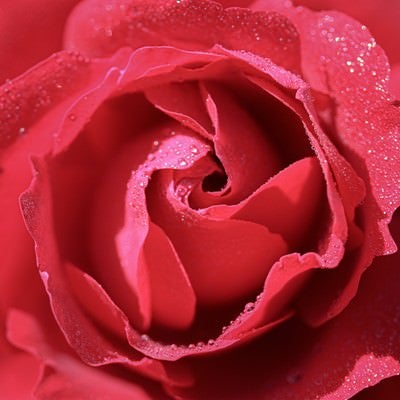 朝露残る赤い薔薇の写真